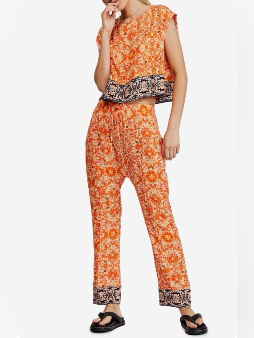 Free People Vintage Make My Day Set in Peach Combo size small